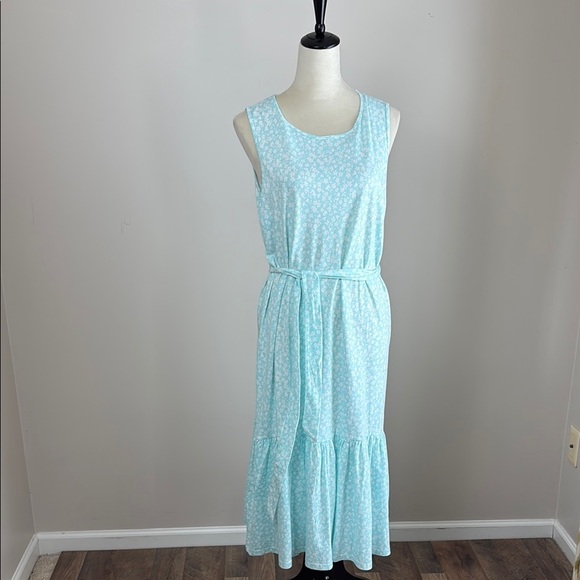 J. Crew Factory Printed knit tie-waist midi dress ditsy floral tiered size xl - Picture 2 of 13